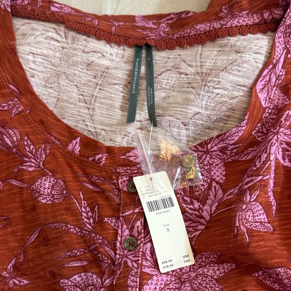 Anthropologie Elegant Floral Women's Blouse - Rust and Pink Size Small - Picture 7 of 11